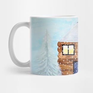 Snowy Log Cabin Mug